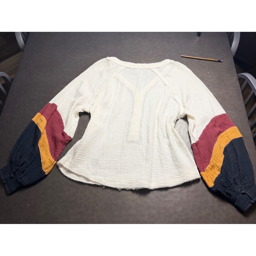 FATE Boho Gauze Top Large Colorblock Sleeve - Picture 2 of 7